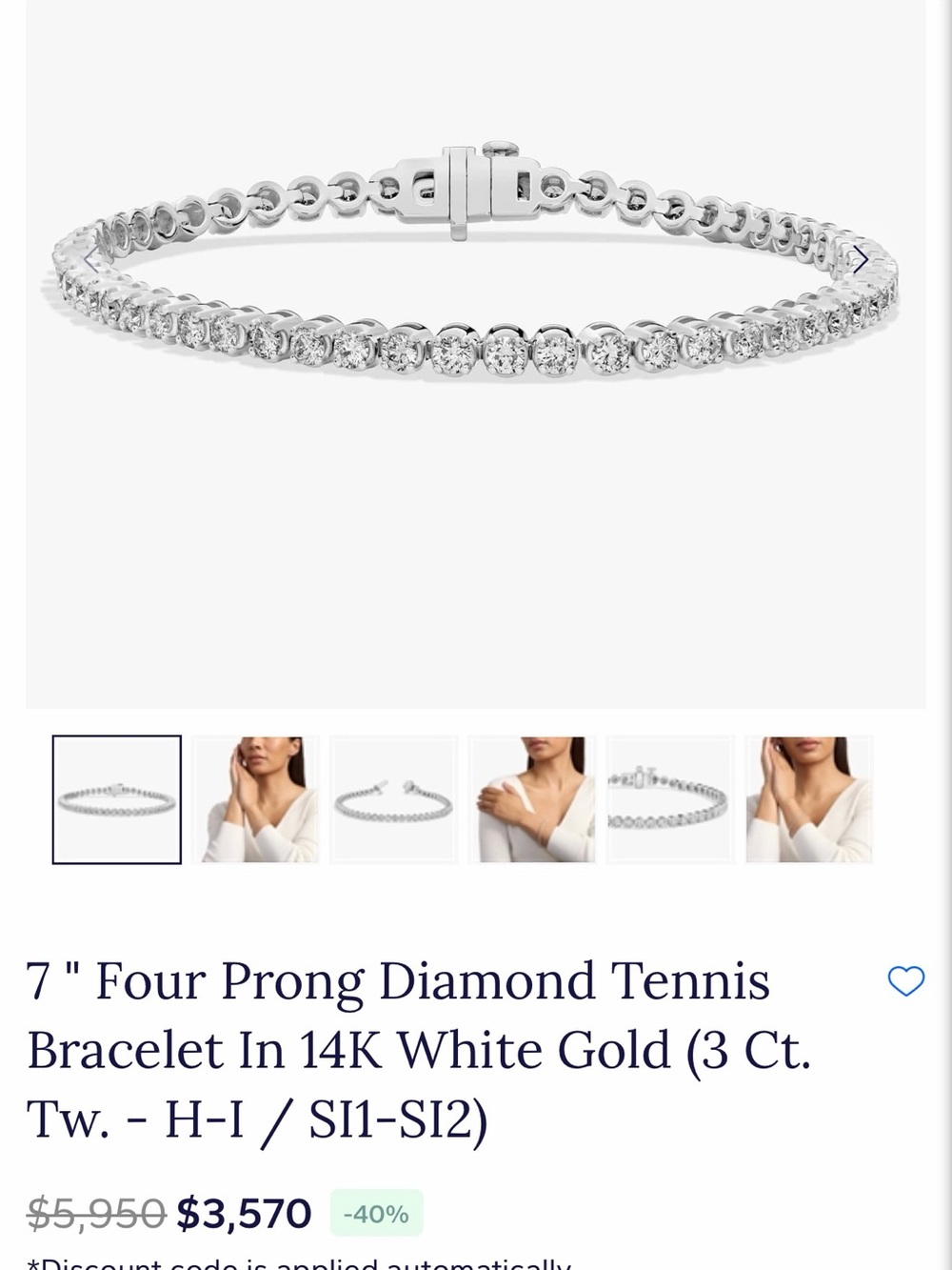 14K White Gold Diamond Tennis Bracelet from James Allen - White